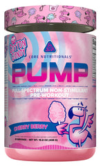 Core Nutritionals Pump bottle front showing non-stimulant formula for focused workouts.