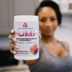 Core Nutritionals Pump Cherry Burst glass highlights a flavorful workout drink with performance potential.