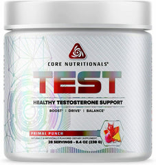 Core TEST bottle front shows the label for vitality and testosterone support.