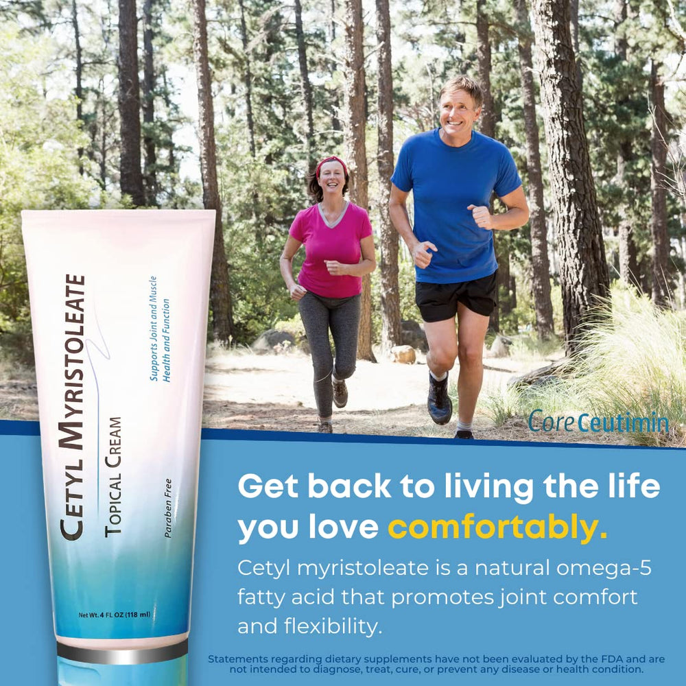 Hands massaging CoreCeutimin cream into skin demonstrates ease of use.
