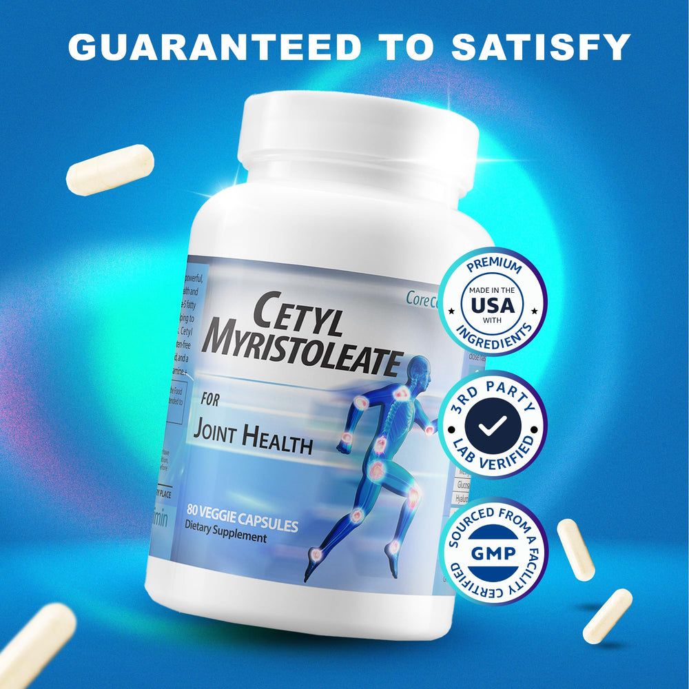 CoreCeutimin Cetyl Myristoleate label highlights gluten-free non GMO ingredients