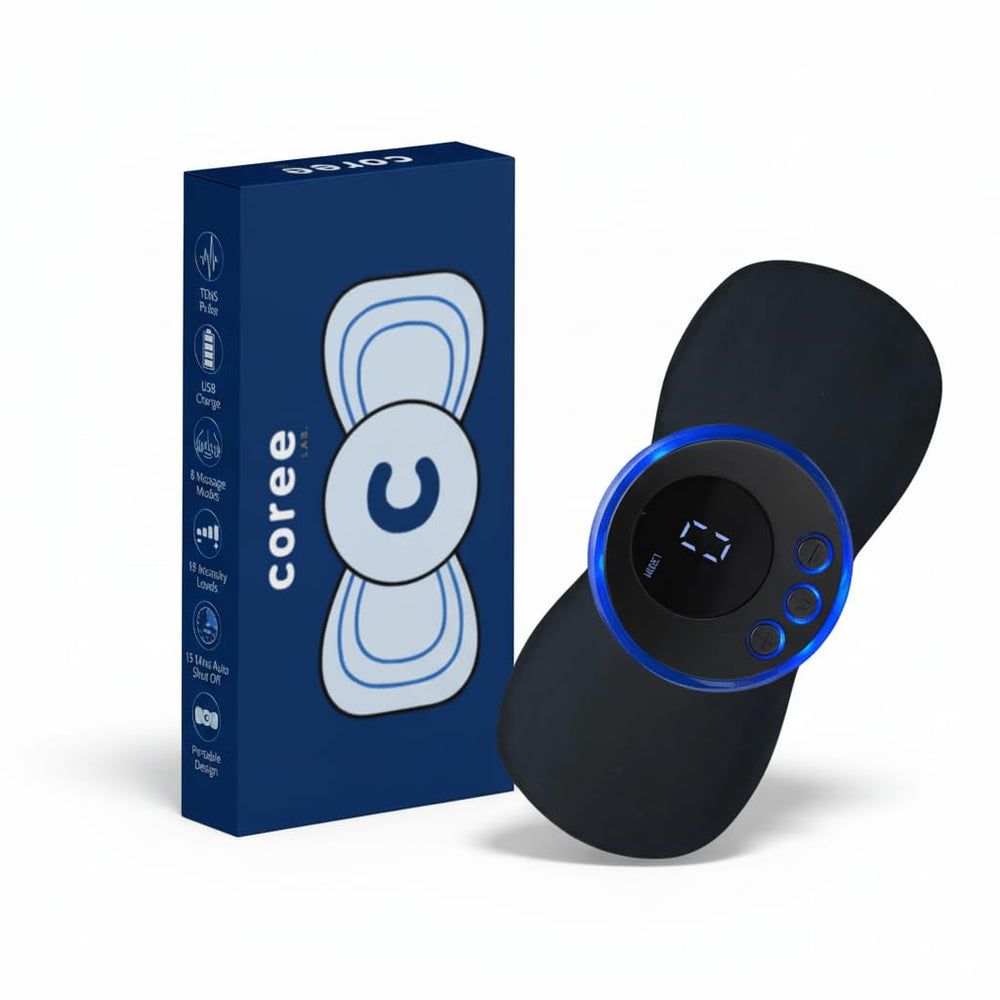 CoreeLab ESPF Massager on a pelvic-area, discreet and convenient for relaxation