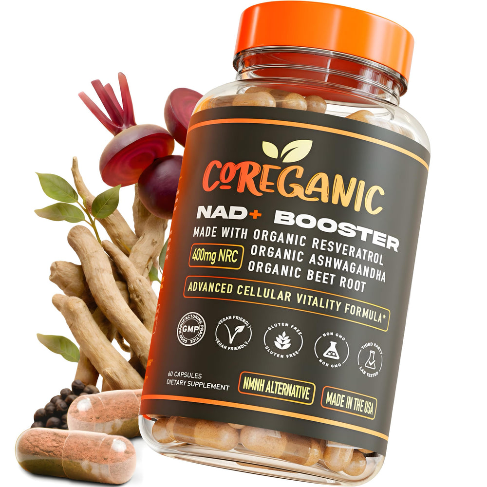 Coreganic Clean NAD+ bottle front view for daily energy support