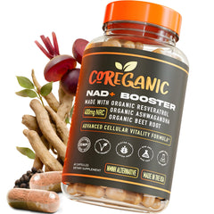 Coreganic Clean NAD+ bottle front view for daily energy support