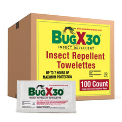 CoreTex Bug X 30 wipes front-of-pack showing DEET formulation for outdoor protection.