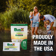 CoreTex Bug X single-use wipe shown individually wrapped for mess-free application