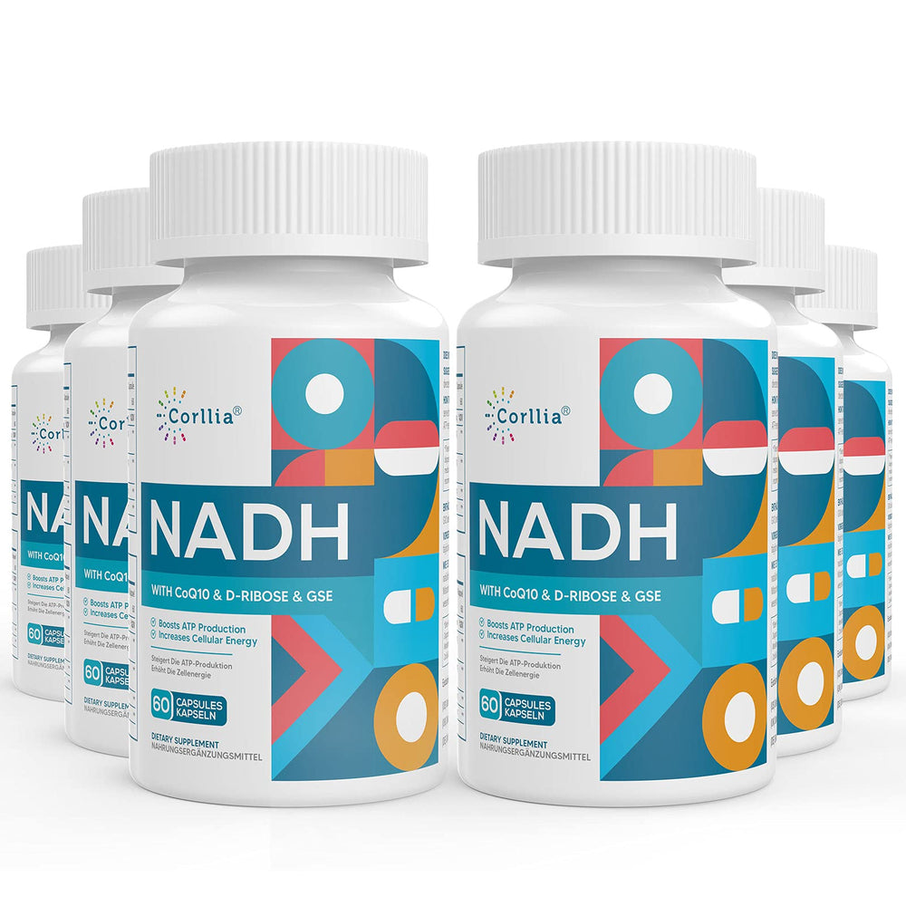 Corllia NADH CoQ10 D-Ribose bottle close-up for daytime energy