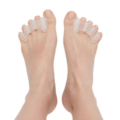 Correct Toes toe-separator anatomical design in use for improved toe alignment.