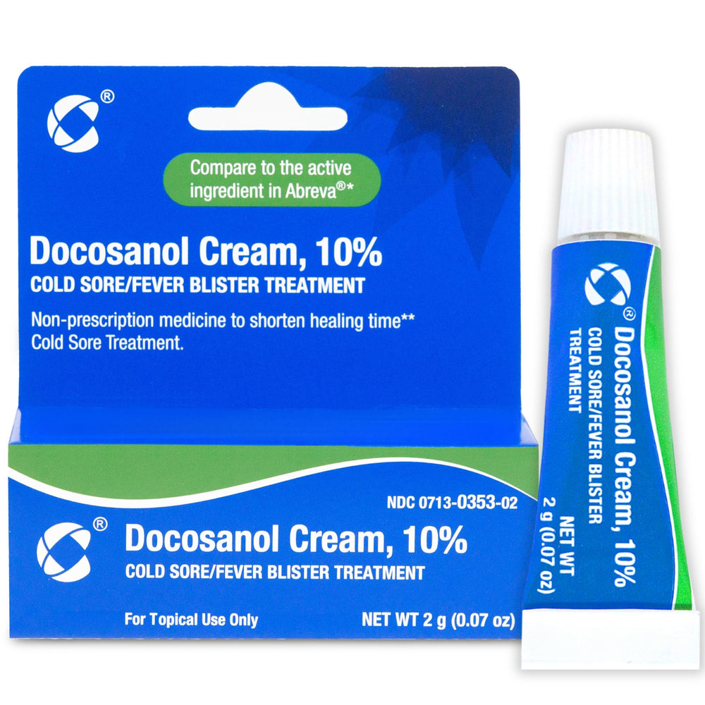 Cosette Pharmaceuticals Docosanol 10% tube used on lip area for mild relief