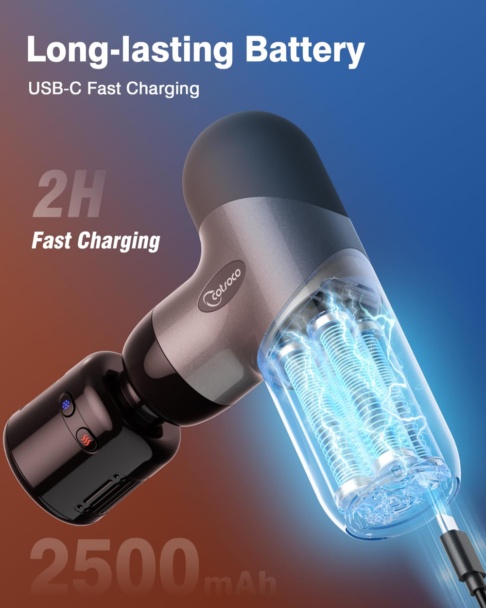 Cotsoco mini massage gun features a six-hour battery for all-day use.