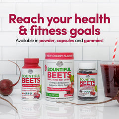 Country Farms Bountiful Beets Powder smoothie idea in a glass, energy boost.