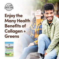 Country Farms Collagen + Greens glow concept highlights skin vitality.