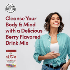 Country Farms Super Cleanse label-closeup emphasizes natural ingredients.
