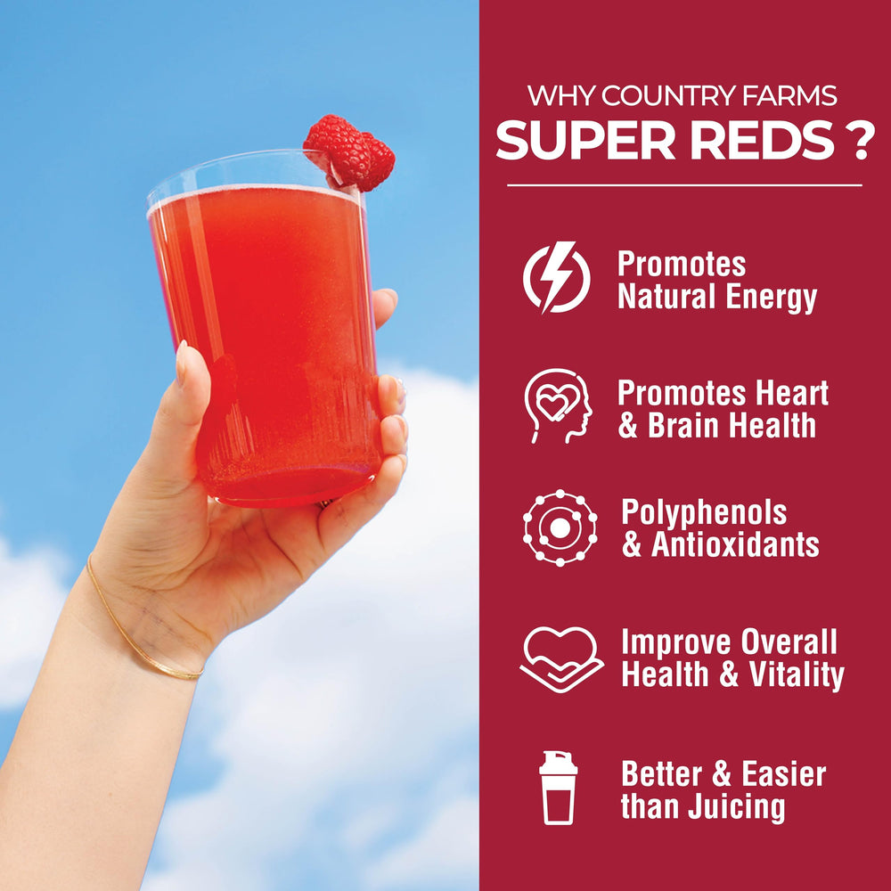 Country Farms Super Reds highlights berries and ingredients for nutrition variety