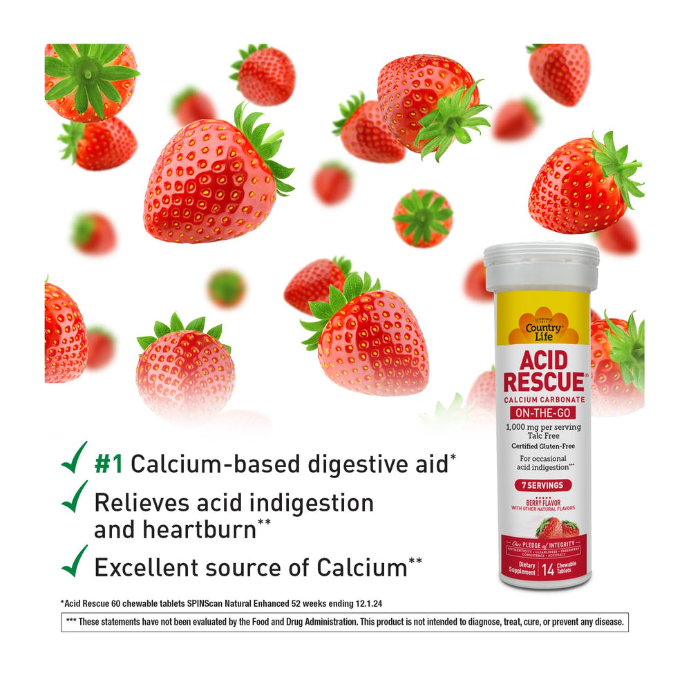 Country Life Acid Rescue eight-tube pack designed for travel and purse use