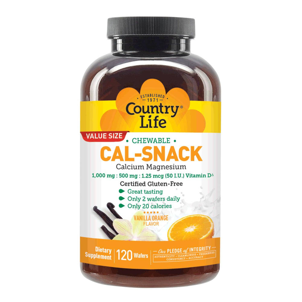 Country Life Cal-Snack wafers have smooth vanilla orange texture for easy chewing.