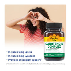 Country Life Carotenoid Complex softgels close-up showing vibrant capsules