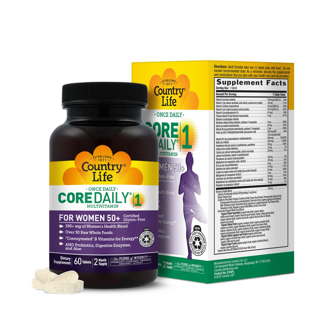 Country Life CORE Daily-1 for Women 50+ bottle front supports daily wellness