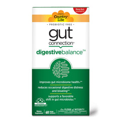 Country Life Gut Connection bottle label with vegan and gluten-free certifications