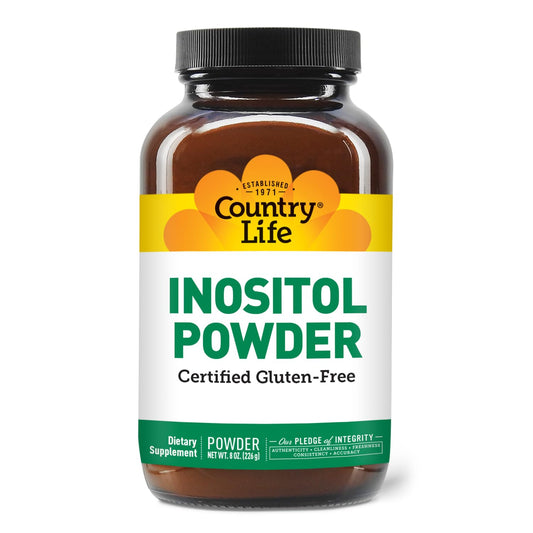 Country Life Inositol Powder 1100mg bottle ready to mix into beverages.