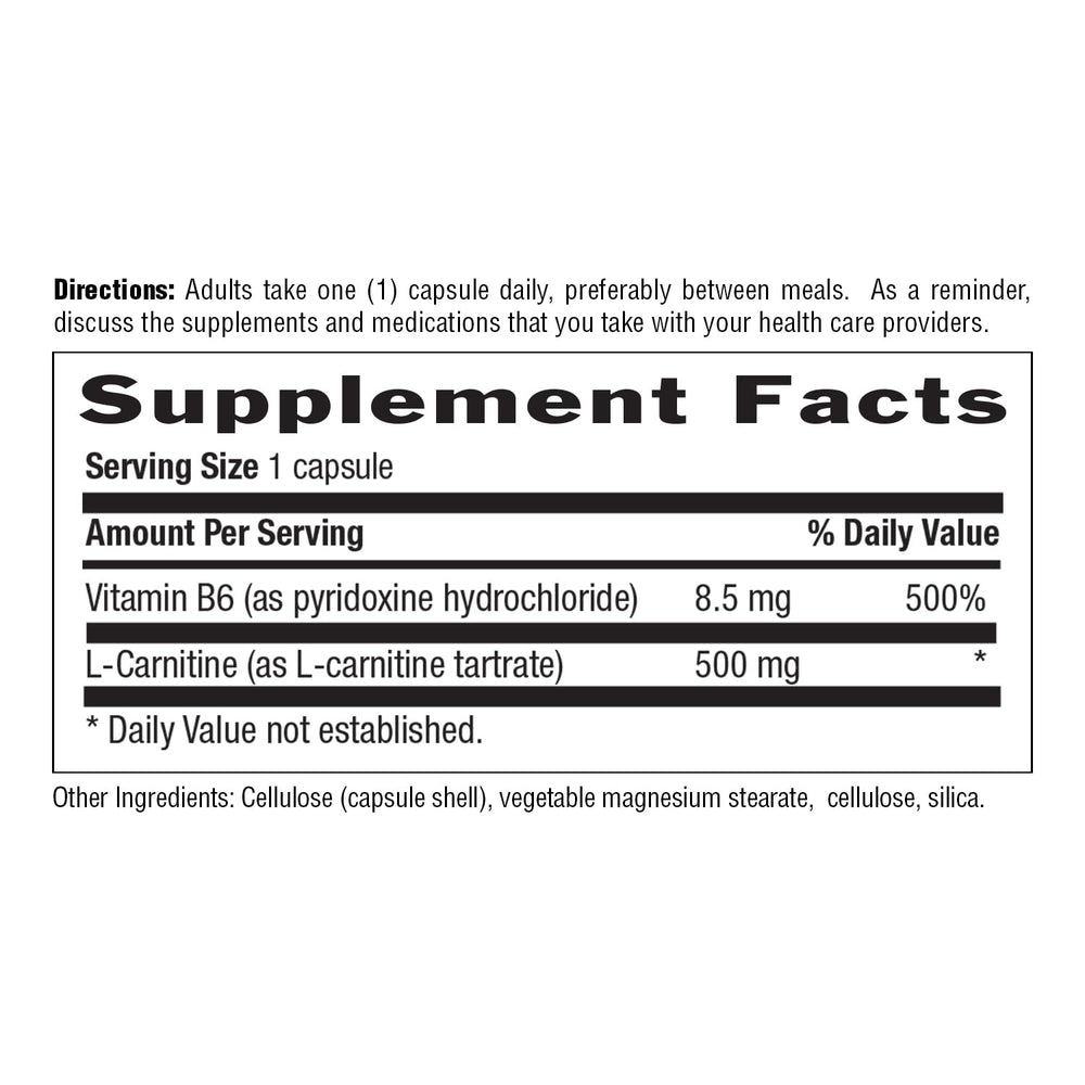 Daily-use setup with Country Life L-Carnitine 500mg bottle and healthy snacks.