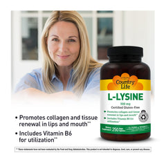 Country Life L-Lysine capsules pack ready for daily use supports immune health.