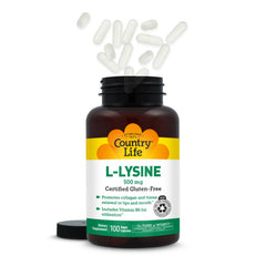 Country Life L-Lysine 500 mg with B-6 capsules for daily routine.