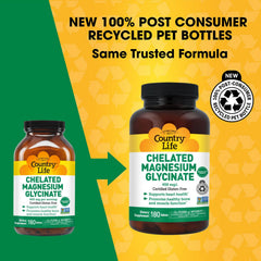 Country Life glycinate bottle label showcasing gluten-free certification
