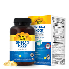 Country Life Omega 3 bottle with lemon flavor for daily mood support.