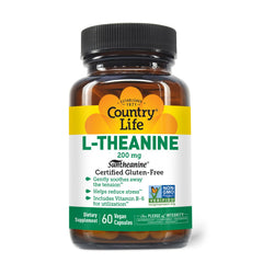 Country Life Suntheanine bottle closeup showing natural relaxation potential