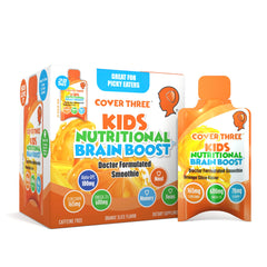 Cover Three Kids Brain Smoothie bottle, ideal for a tasty daily focus routine.