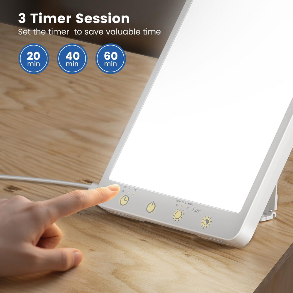 COVO light therapy lamp highlighting eye-friendly, flicker-free design