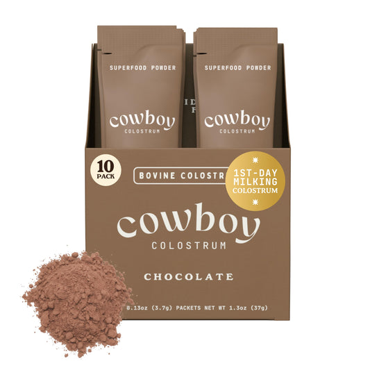 Cowboy Colostrum travel pack featuring first-day milking for convenient daily use