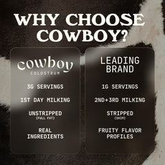 Pouring vanilla Cowboy Colostrum Powder for a sugar-free flavor boost.