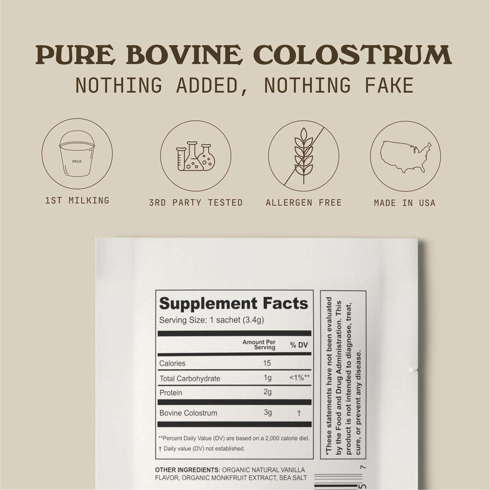 Cowboy Colostrum travel pack single-serving packet designed for on-the-go nutrition