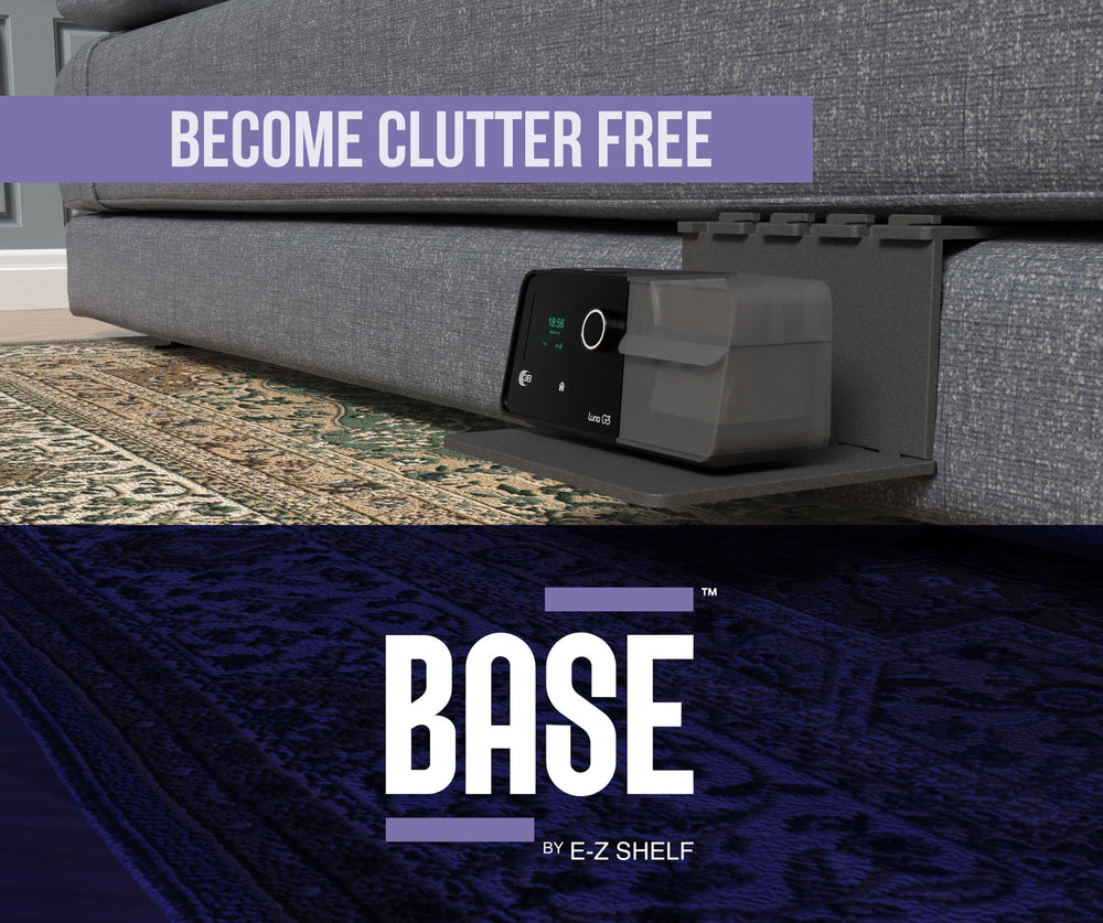 Travel-friendly CPAP E-Z Shelf travels with CPAP gear.
