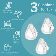CPAPi Solutions F20 cushion on AirTouch mask shows skin-friendly comfort