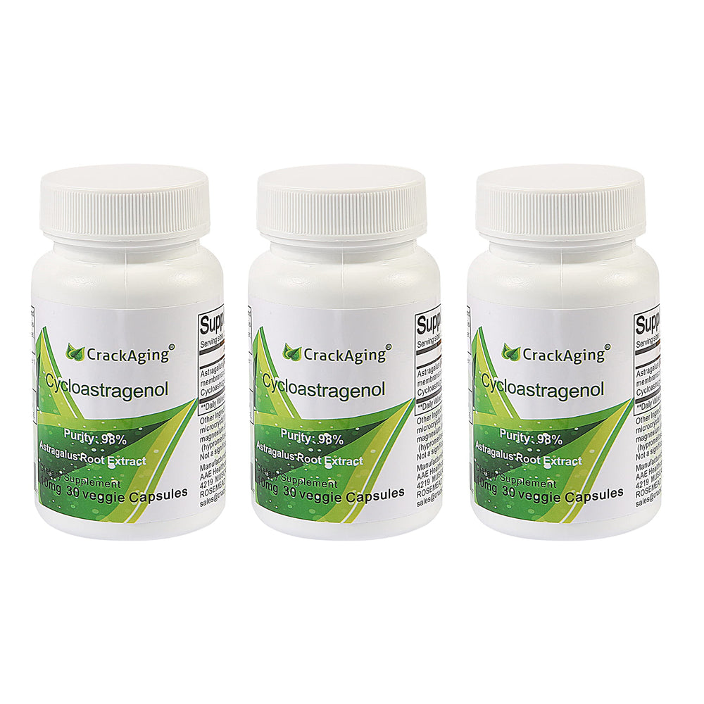 Crackaging Cycloastragenol bottle with capsules for daily wellness and potential immune support.