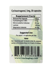 Crackaging Cycloastragenol third-party lab report confirming high purity for confidence.