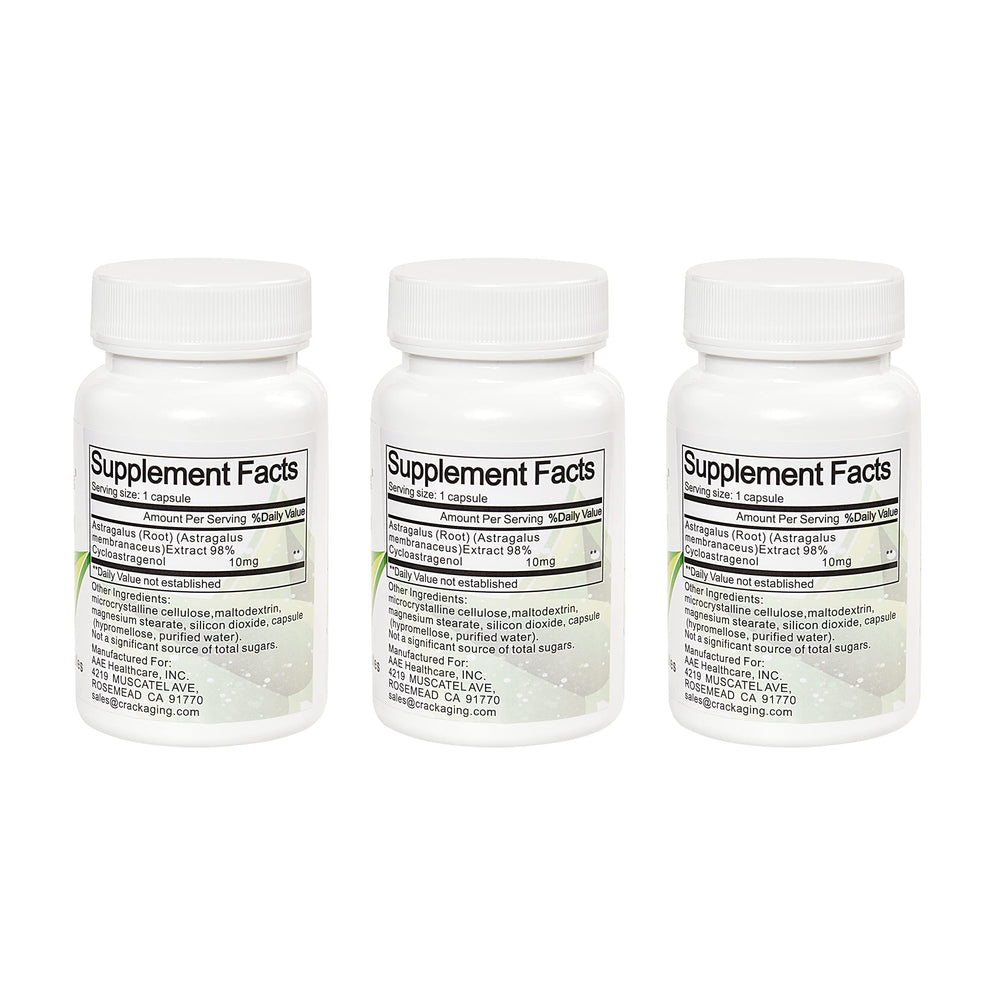 Crackaging Cycloastragenol pills close-up highlighting high purity and capsule quality.