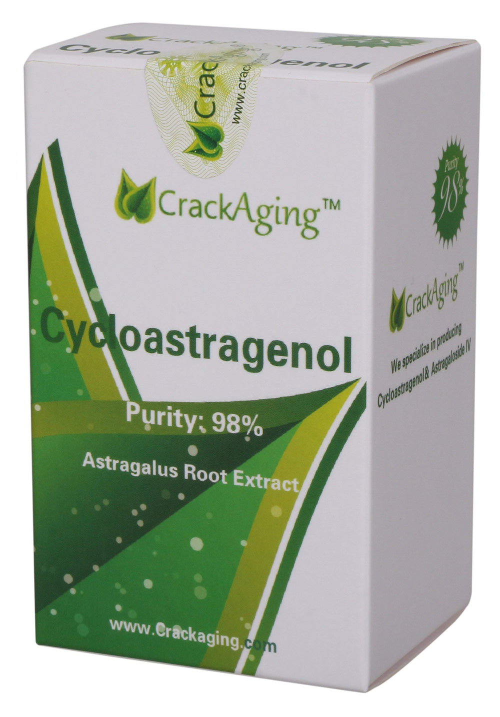 Crackaging Cycloastragenol bottle pour for convenient daily dosing.