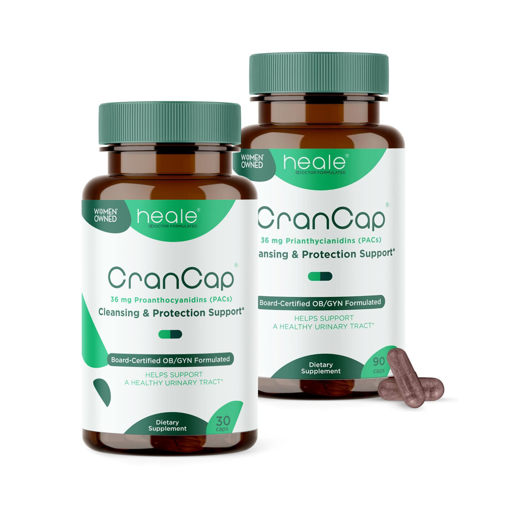 CranCap Cranberry Pills bottle front for urinary health support and premium packaging.