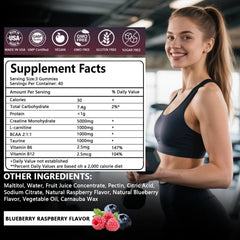 Crasye Creatine Gummies raspberry-blueberry flavor close-up for training support.