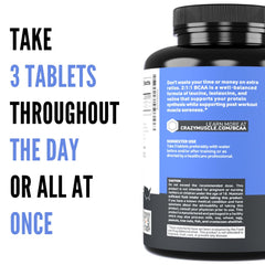 Crazy Muscle BCAA pills ready for post-workout use.