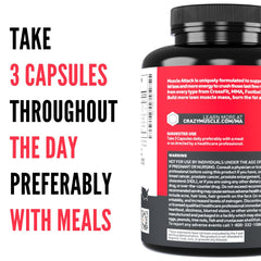 Crazy Muscle Tongkat Ali and Saw Palmetto ingredients displayed for natural balance.