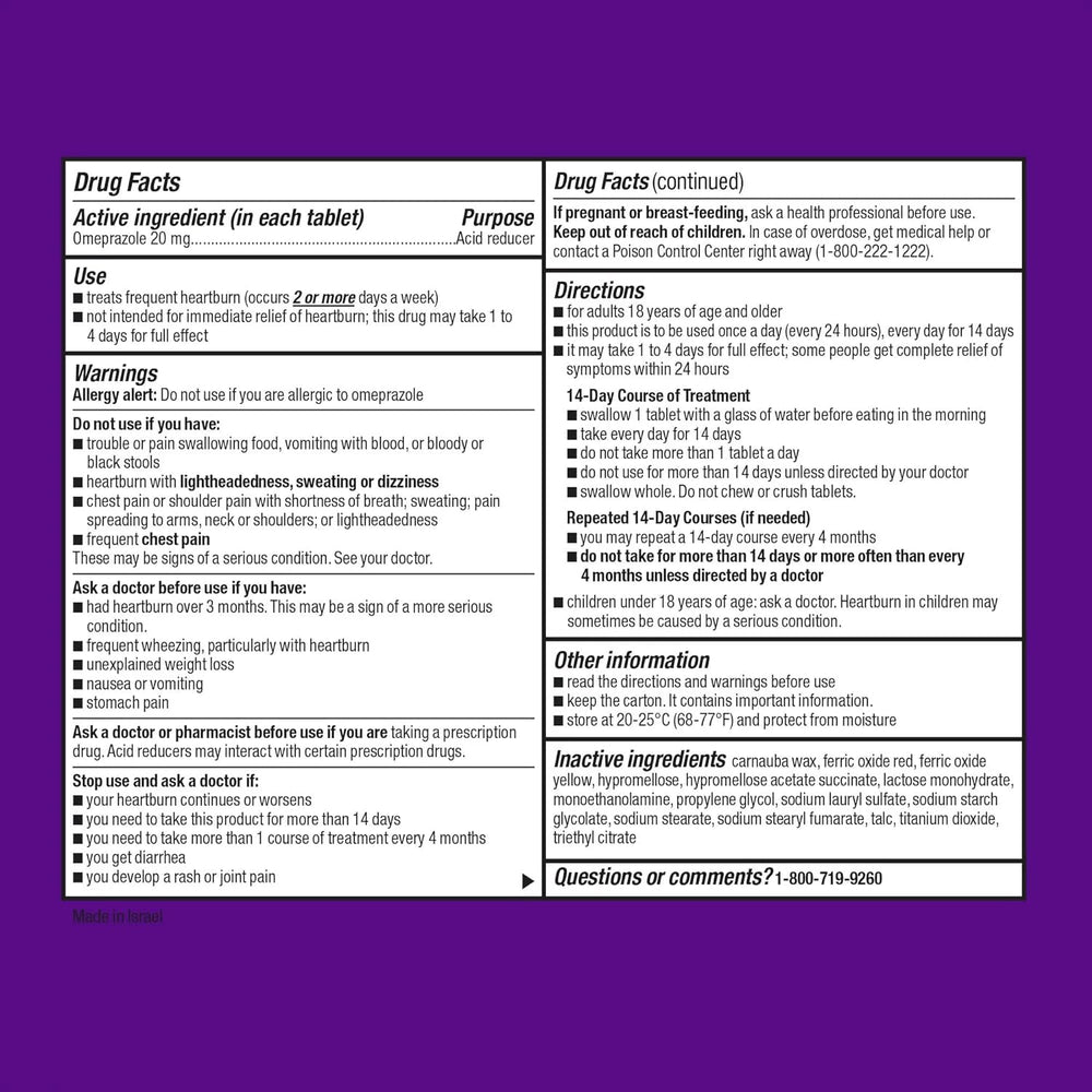 Sticker included with Create and Bundle Equate Omeprazole packaging.
