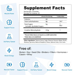 Create Creatine Gummies vegan and gluten-free status displayed on label.