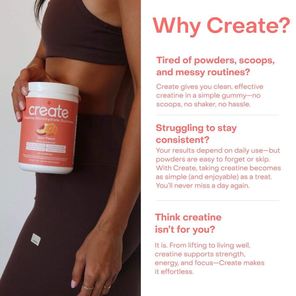 Create Creatine Gummies athlete-in-training conveys strength and focus
