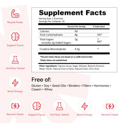 On-the-go fitness scene with Create gummies labeled gluten-free.
