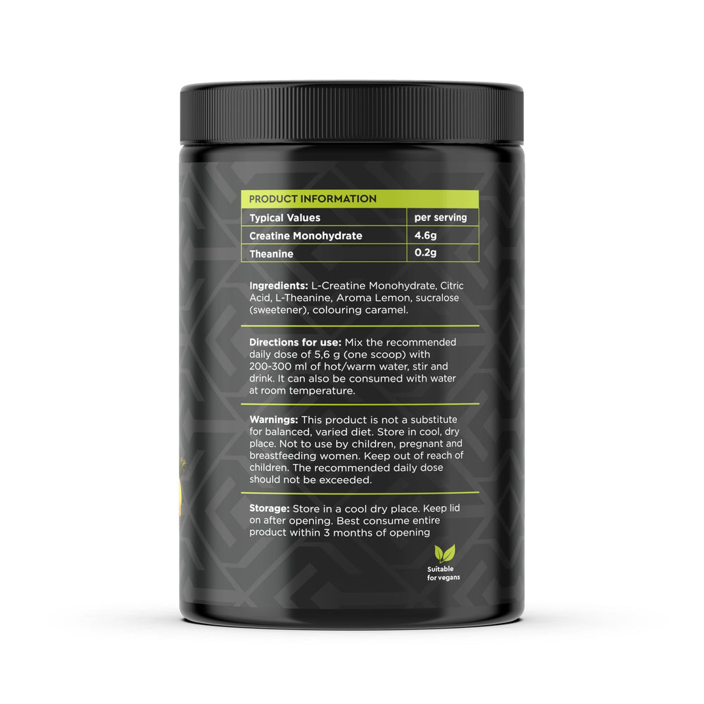 CreaTea lemon tea cup suggests a refreshing, post-workout energy and recovery ritual.